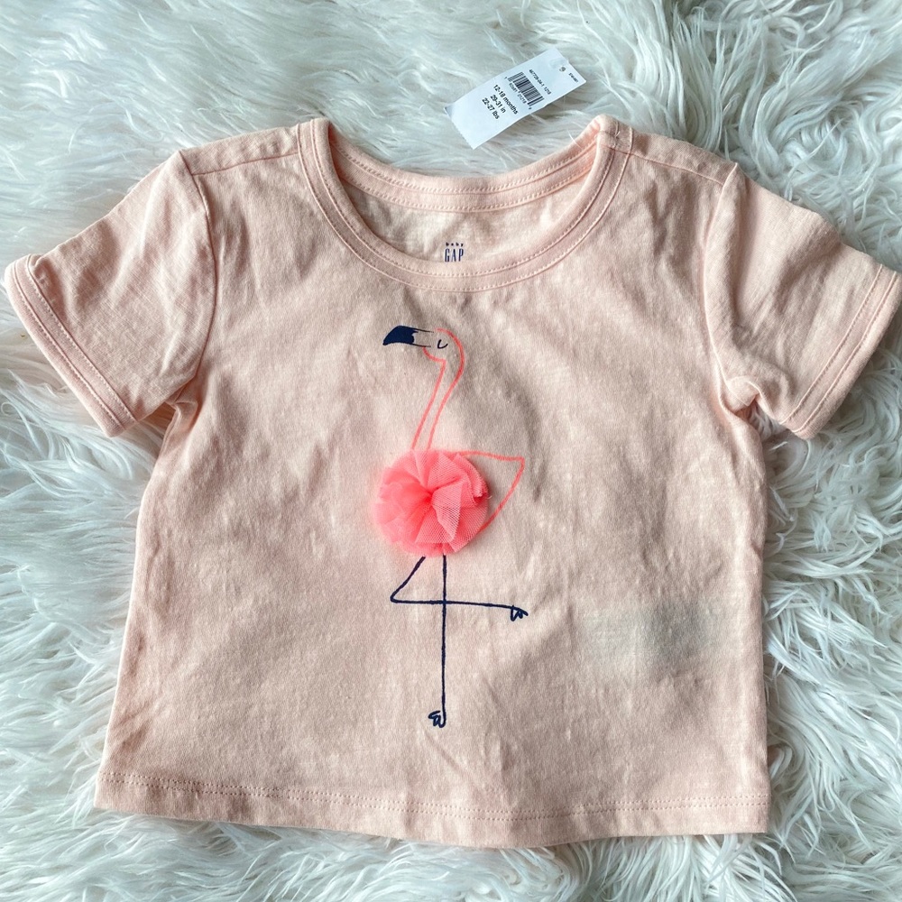 Baby GAP Girls Pink Flamingo T-shirt 12-18M NWT